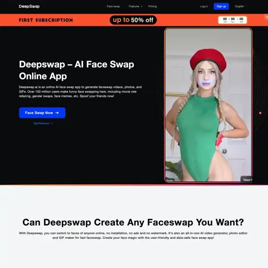 Imagem online Deepswap AI Face Swap